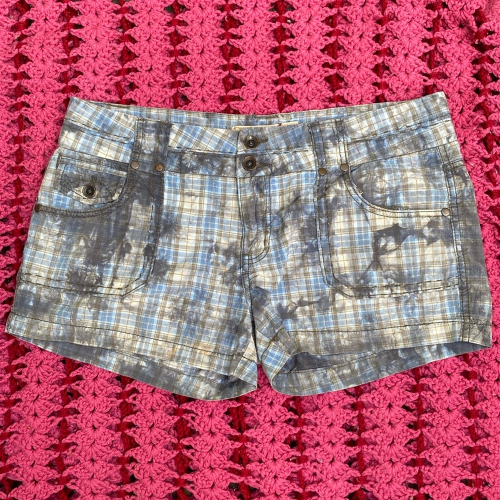 BKE Blue and Gray Plaid Jean Shorts